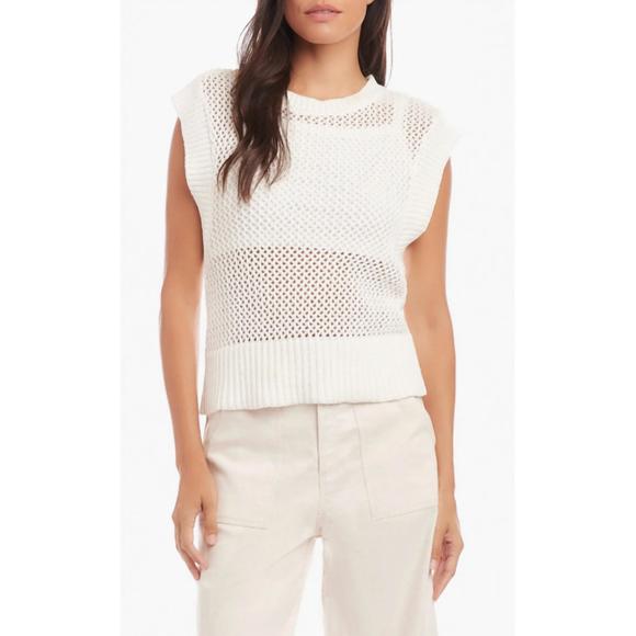 NEW FIFTEEN TWENTY carly openwork sleeveless sweater in off white - Picture 1 of 4